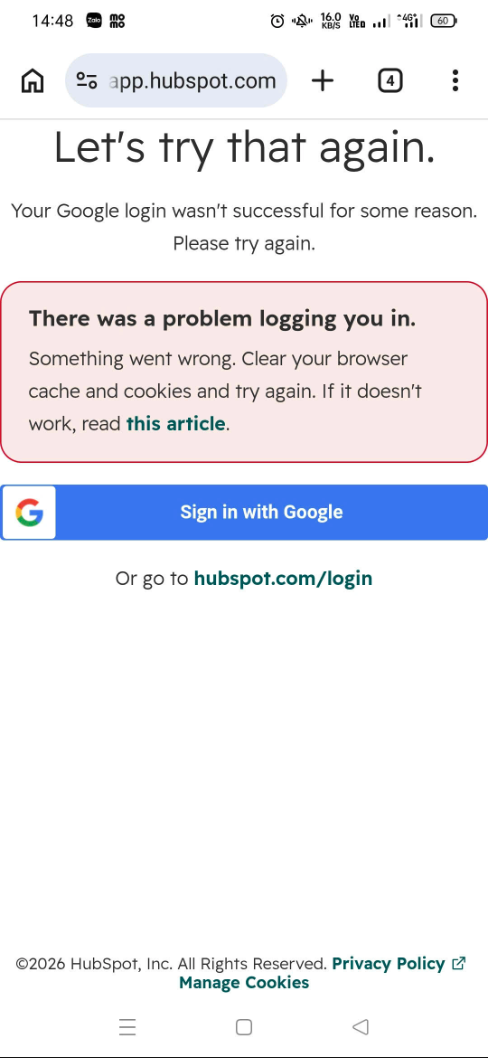Lỗi HubSpot: Let's try that again